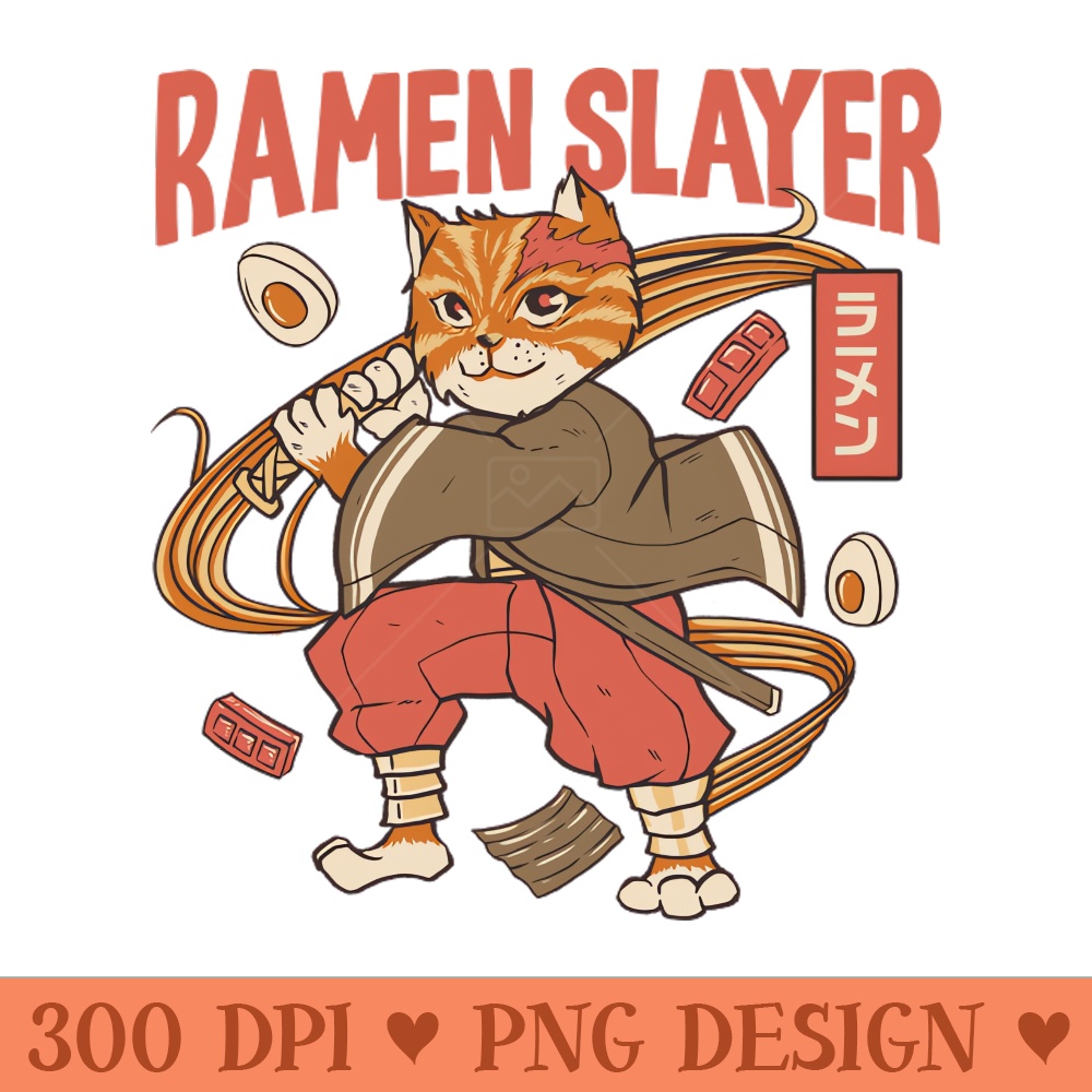 Cat Ramen Slayer - High resolution PNG download - Instantaneous download