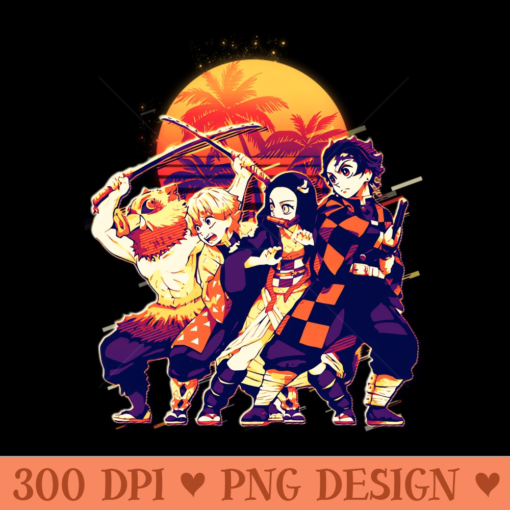 Demon Slayer Retro Art - Printable PNG Graphics - Download immediately