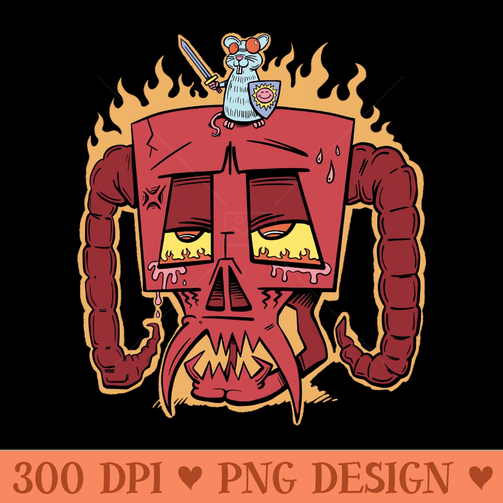 Hero Mouse Slays Skull Demon - Sublimation graphics PNG - Download in an instant