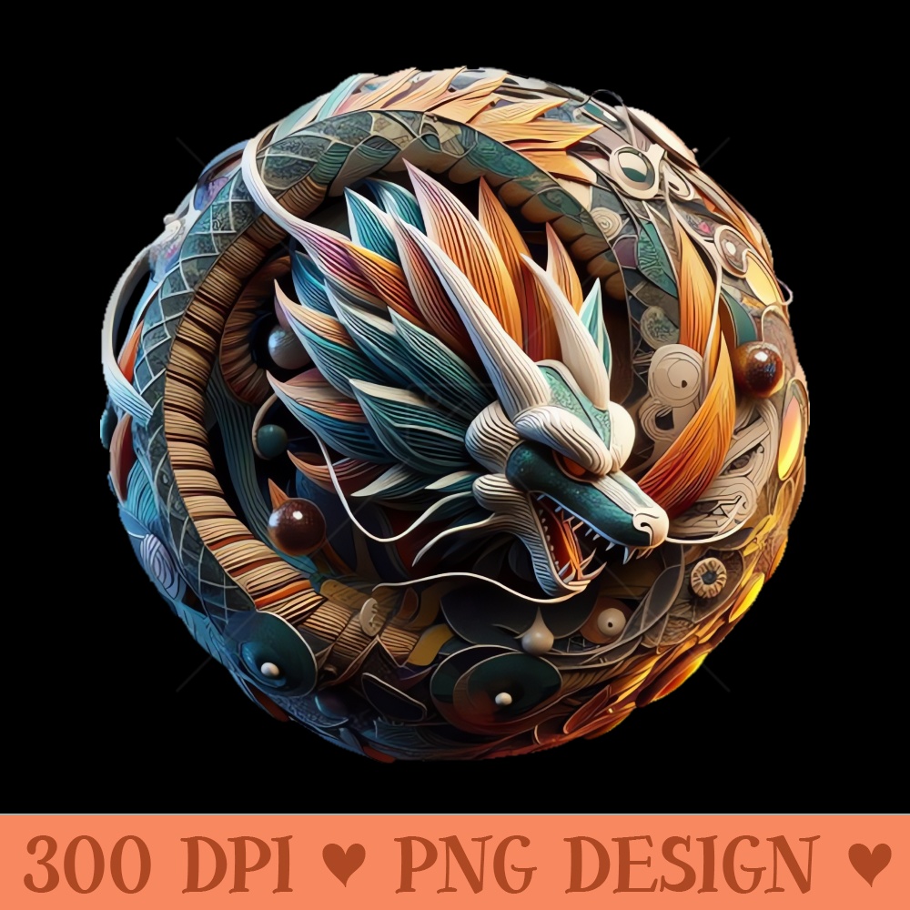 Dragon, Mystical, Colorful, Intricate - Trendy PNG Designs - Immediate download