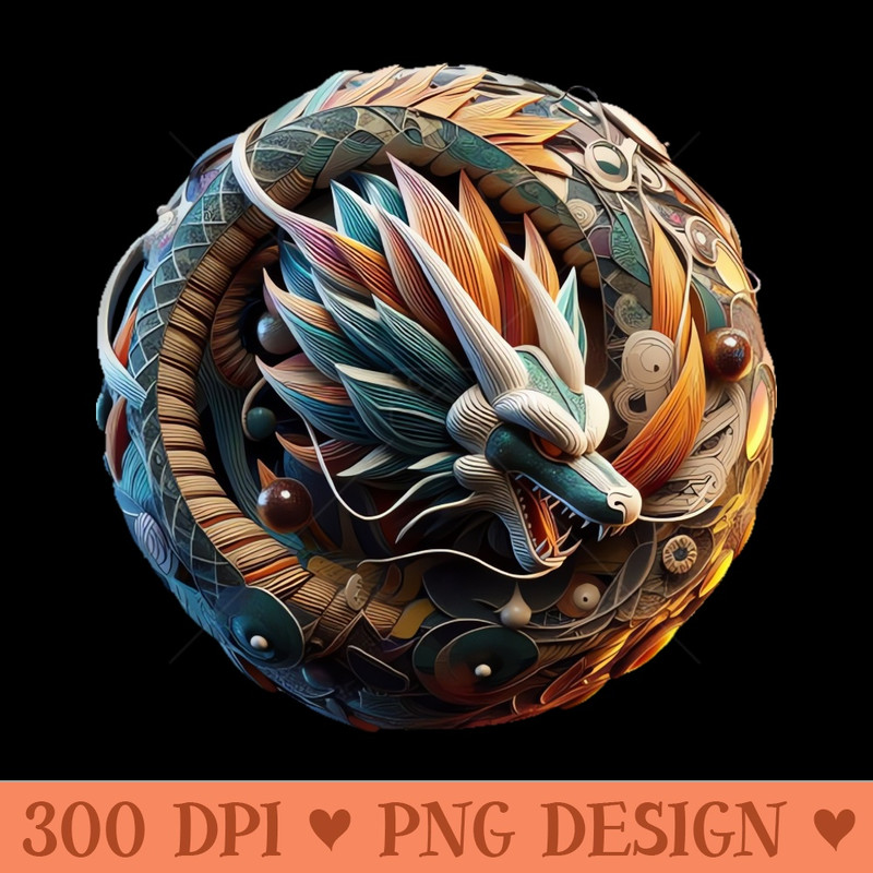Dragon, Mystical, Colorful, Intricate - Trendy PNG Designs - Immediate download