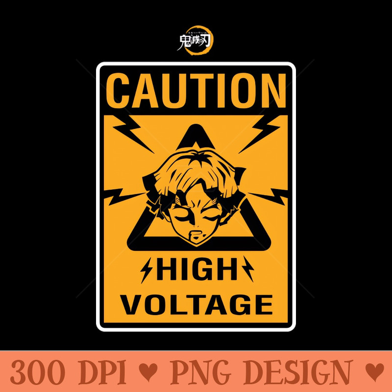 DEMON SLAYER SEASON 2 CAUTION HIGH VOLTAGE BLACK - PNG file download - Instant download