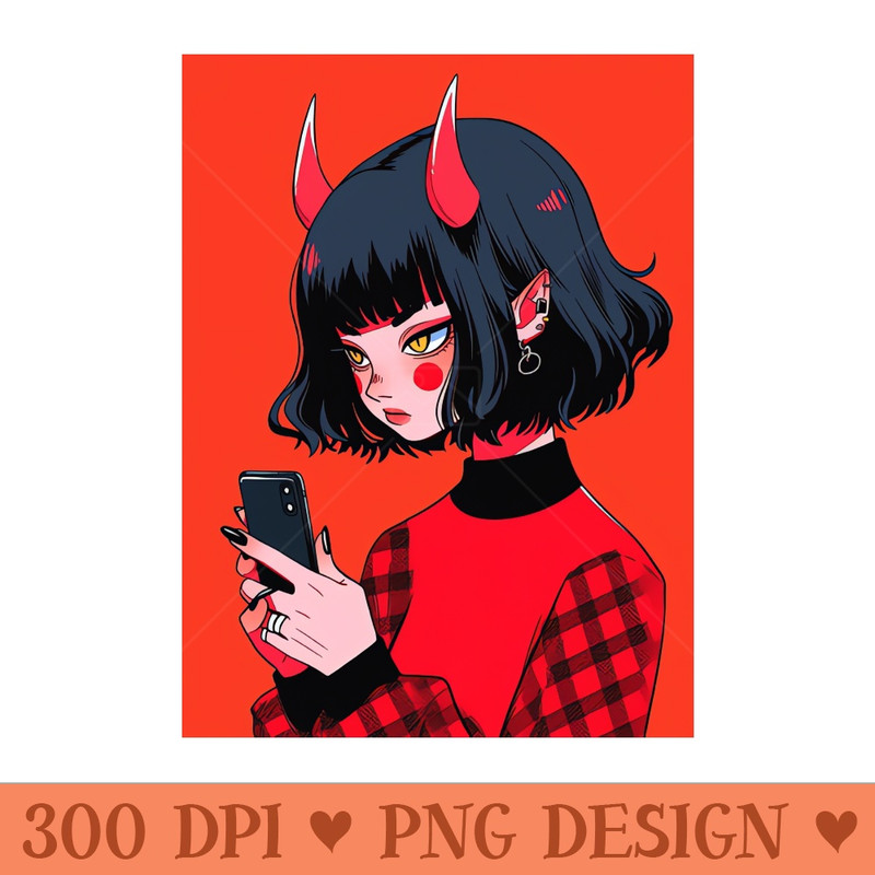 Demon anime girl - Unique PNG Artwork - Download in an instant