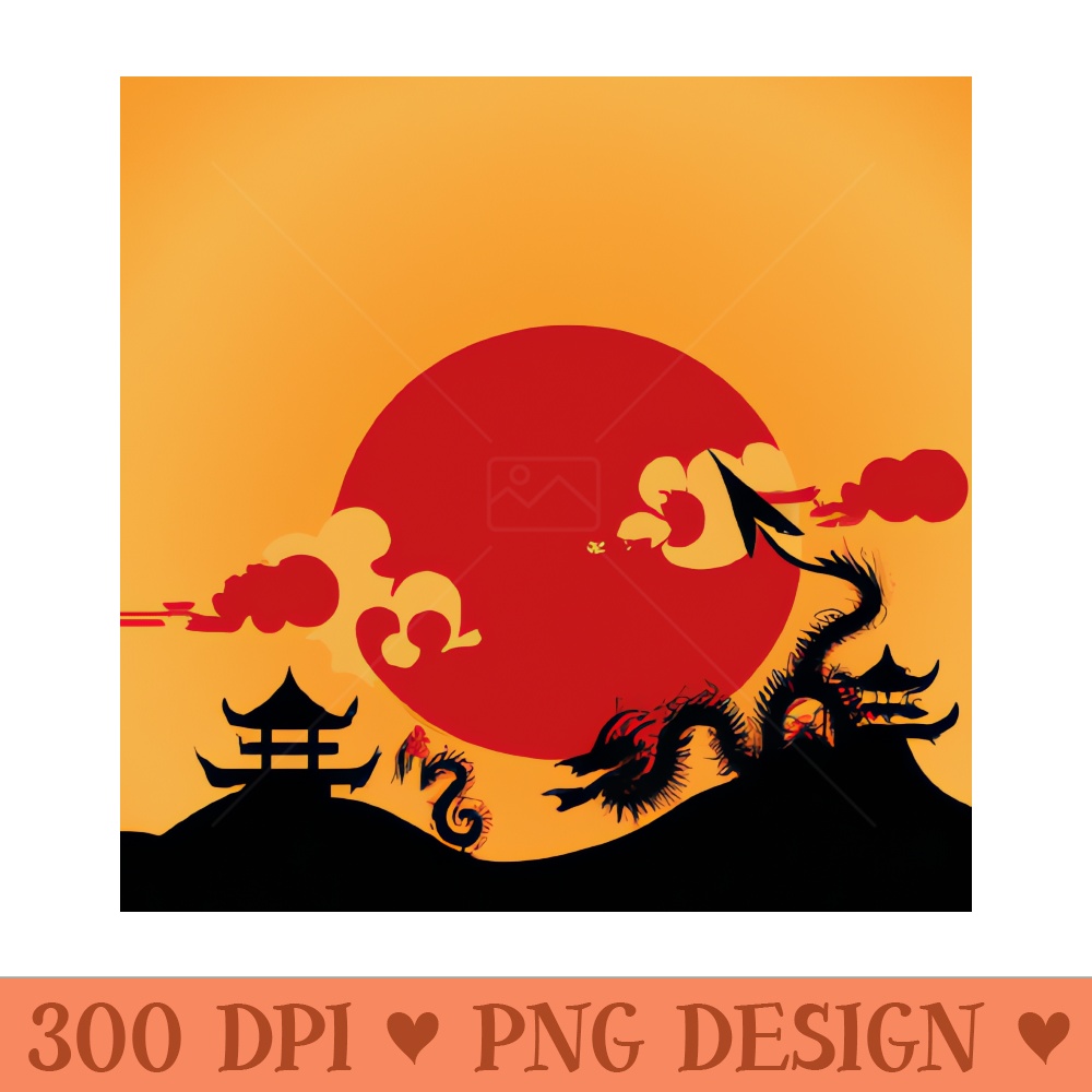 Dragon in Nagoya - Sublimation designs PNG - Instant Download