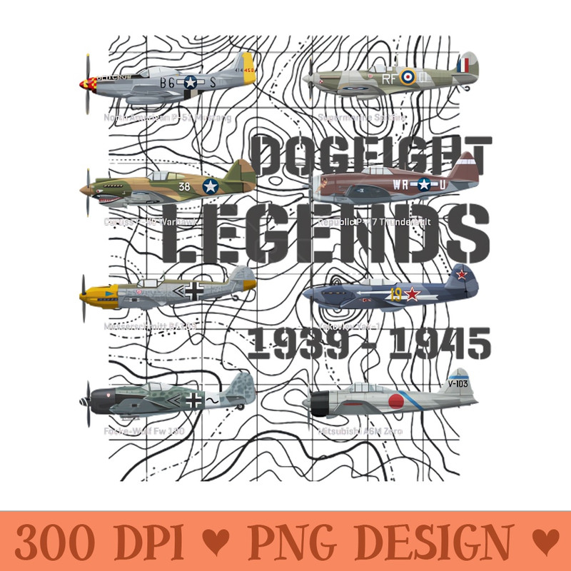 Fighterplanes of world war 2 dogfight legends warbirds - Sublimation clipart PNG - Instant download