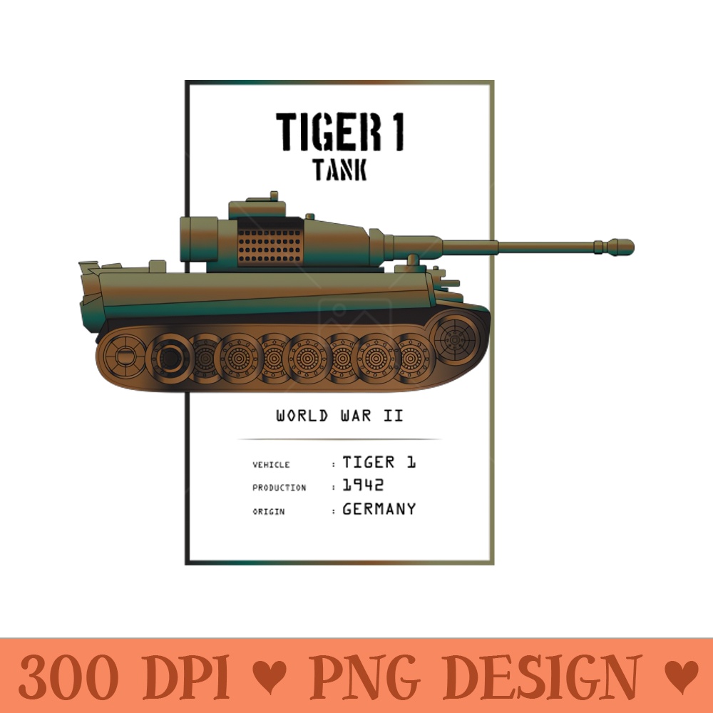 1942 Tiger 1 Tank - PNG design assets - Quick download