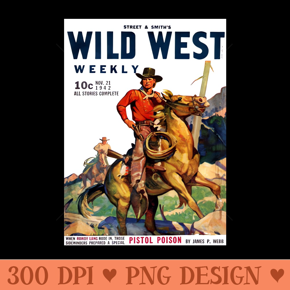 Wild West Magazine Cover November - Sublimation clipart PNG - Quick download