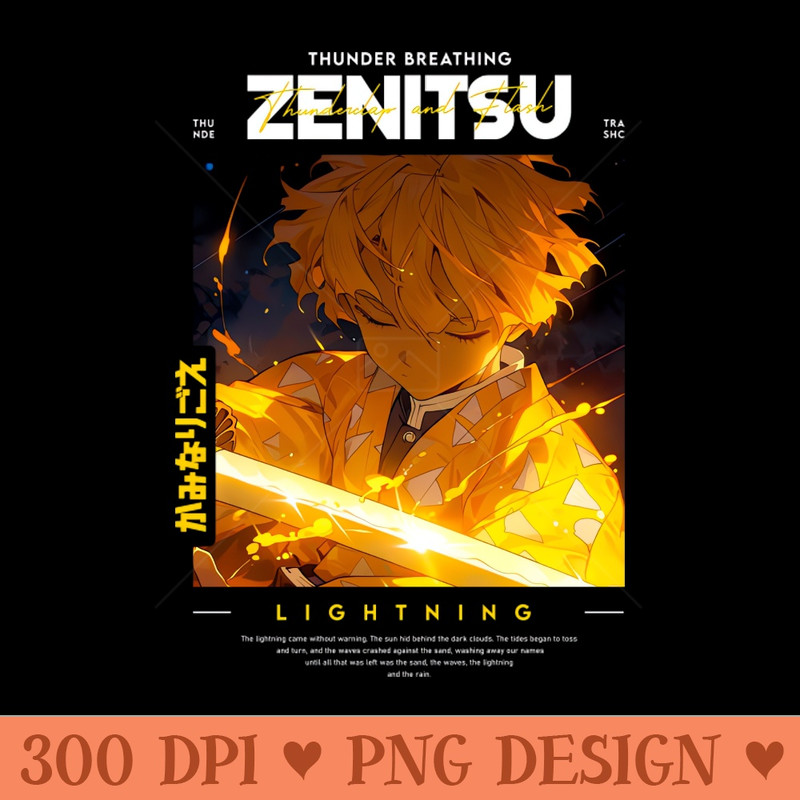 Lightning Zenitsu Demon Slayer - Sublimation patterns PNG - Quick download