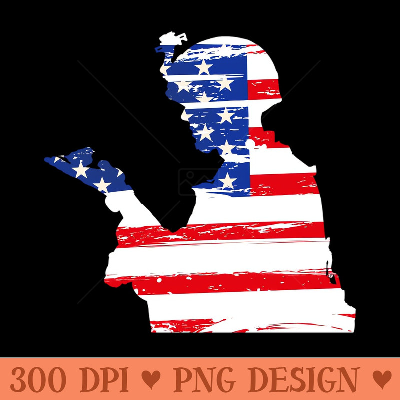 US Soldier holding a little bird USA Flag - Sublimation printables PNG download - Quick download