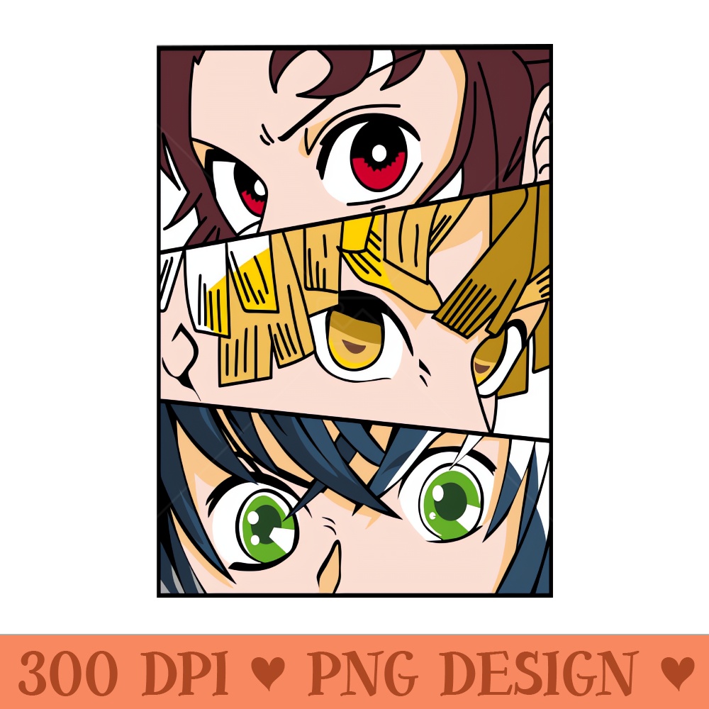 Demon Slayer Trio Tanjiro, Zenitsu and Inosuke - Transparent PNG download - Instant Download