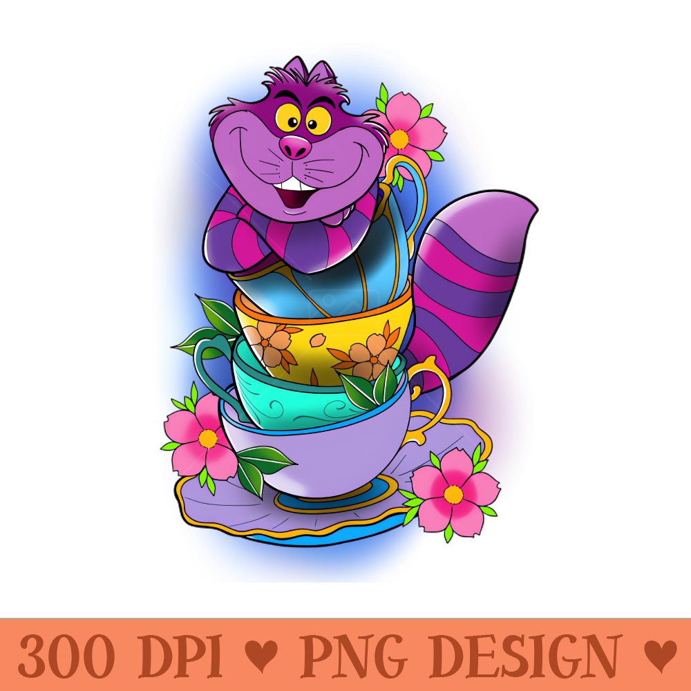 Tea time with Cheshire Cat - PNG Art Files - Download in an instant