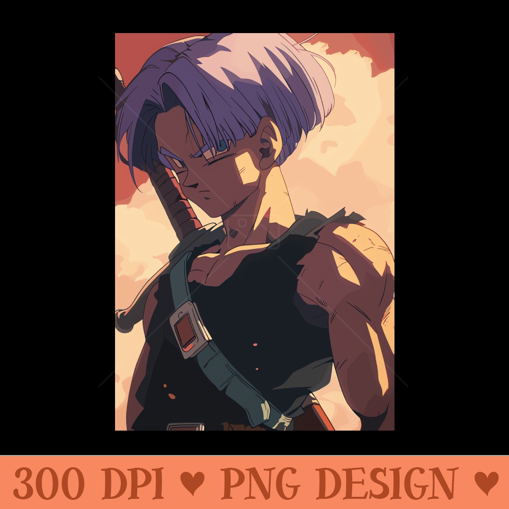 Retro 90s Anime Trunks Fanart - Digital PNG Artwork - Download in an instant