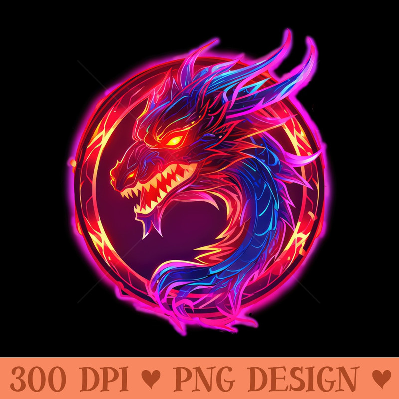 Neon Dragon - Printable PNG Images - Quick download