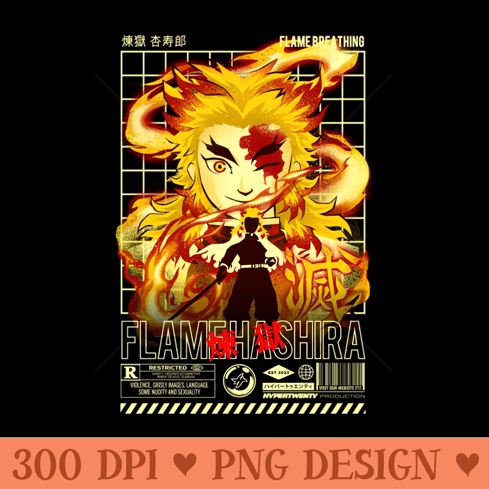 Restricted Kyojuro Rengoku - Printable PNG Images - Download right after purchase