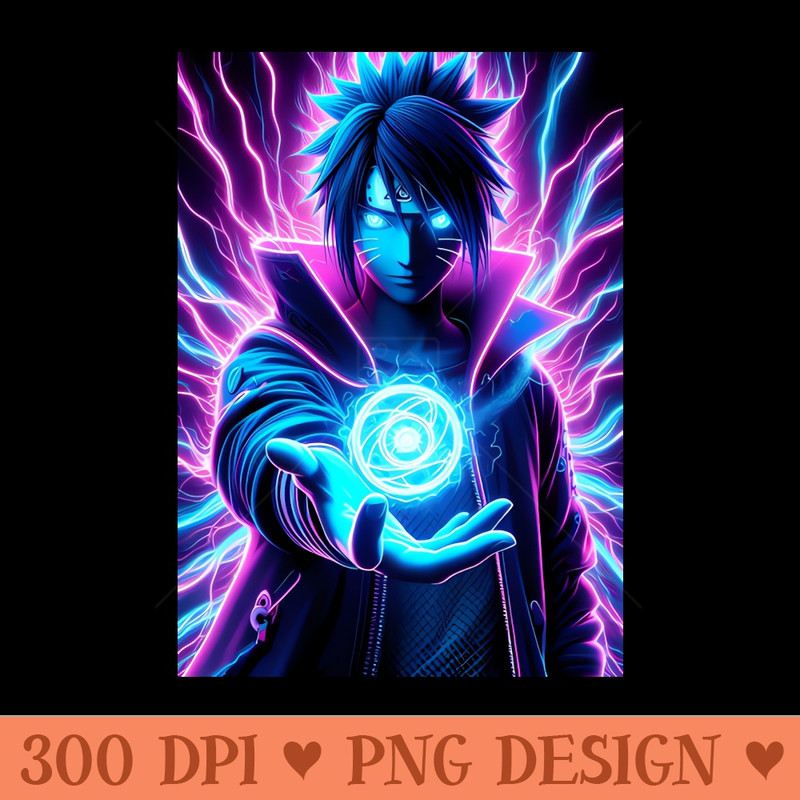 Sasuke neon cyberpunk - Printable PNG Images - Quick download