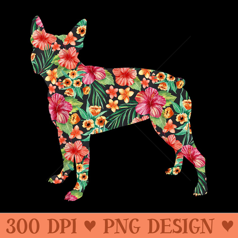 Boston Terrier Flower Funny Dog Silhouette Floral Women - PNG file download - Unleash Your Inner Rebellion
