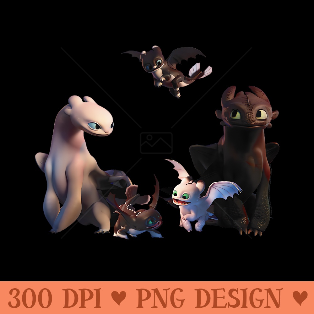 How to Train Your Dragon 3 Night Fury Family - Unique Sublimation PNG Download - Transform Your Sublimation Creations