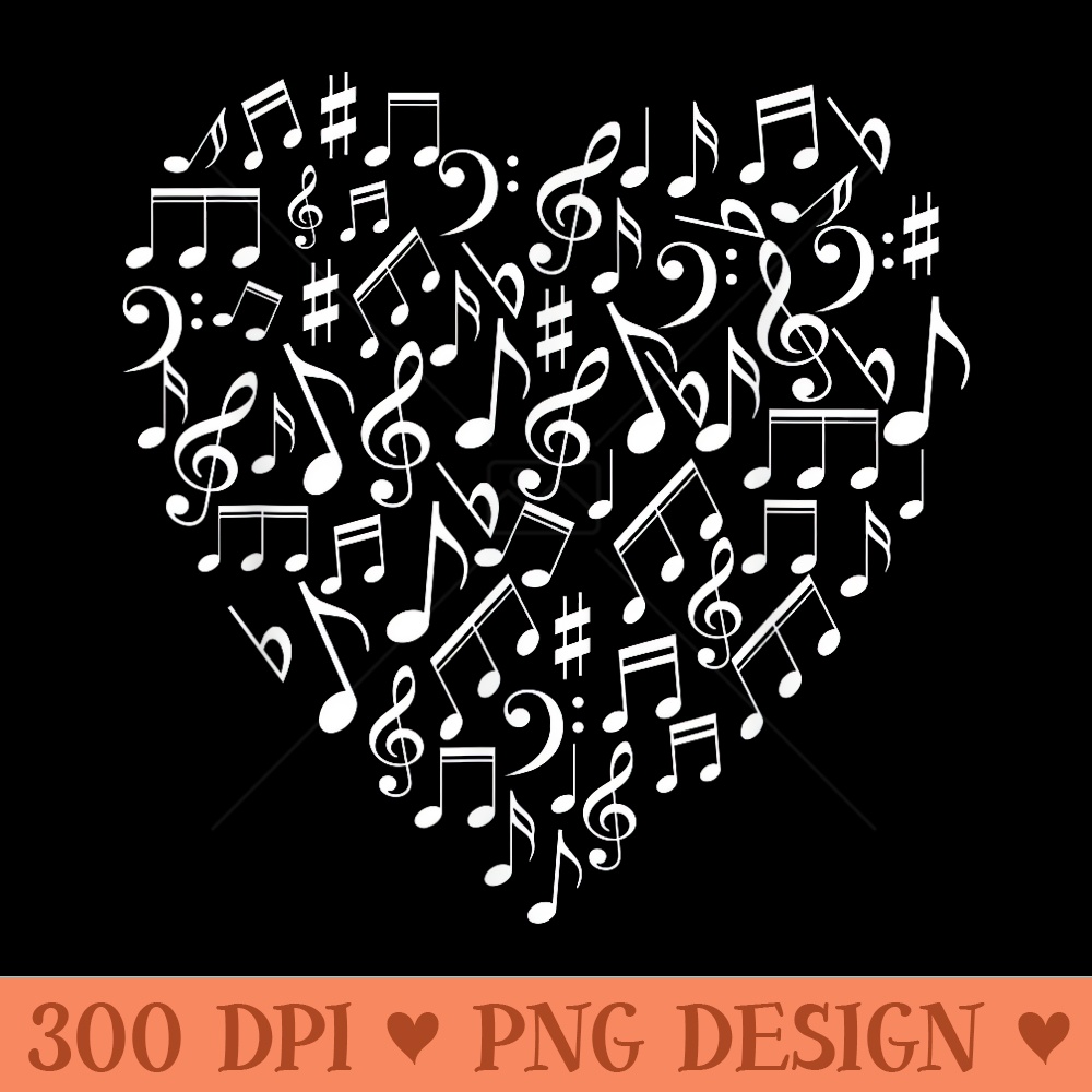 Heart Shaped Music Notes Funny Singer Band Player Gag Outfit - PNG Sublimation - Create with Confidence