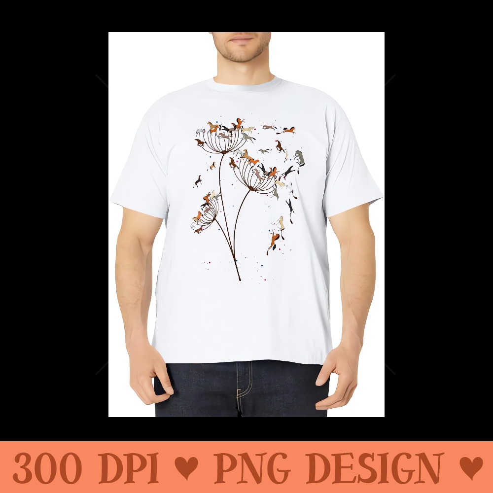 Horses Dandelion Flower Horses Floral Horse Horseback Riding - Transparent PNG download - Perfect for Sublimation Mastery
