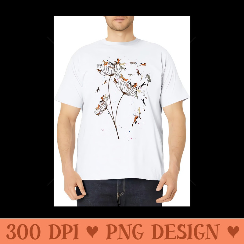 Horses Dandelion Flower Horses Floral Horse Horseback Riding - Transparent PNG download - Perfect for Sublimation Mastery