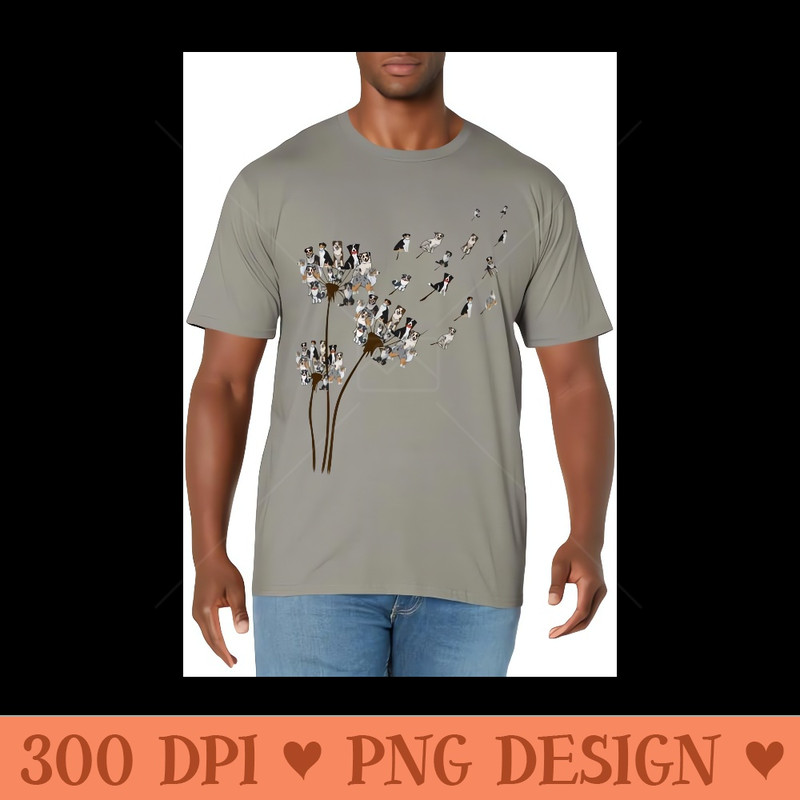 Australian Shepherd Flower Fly Dandelion Funny Dog Lovers - PNG Templates Download - Premium Quality PNG Artwork