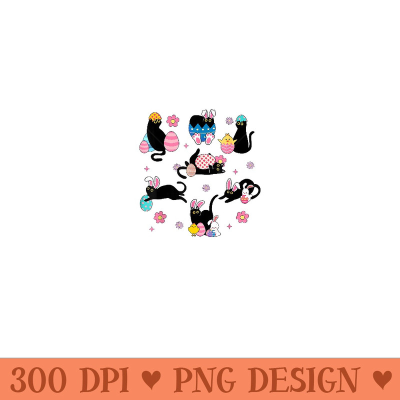 Black Cat Playing Eggs Easter Day Cat Kitty Lover Funny Cat - Digital PNG Downloads - Limited Edition And Exclusive Designs