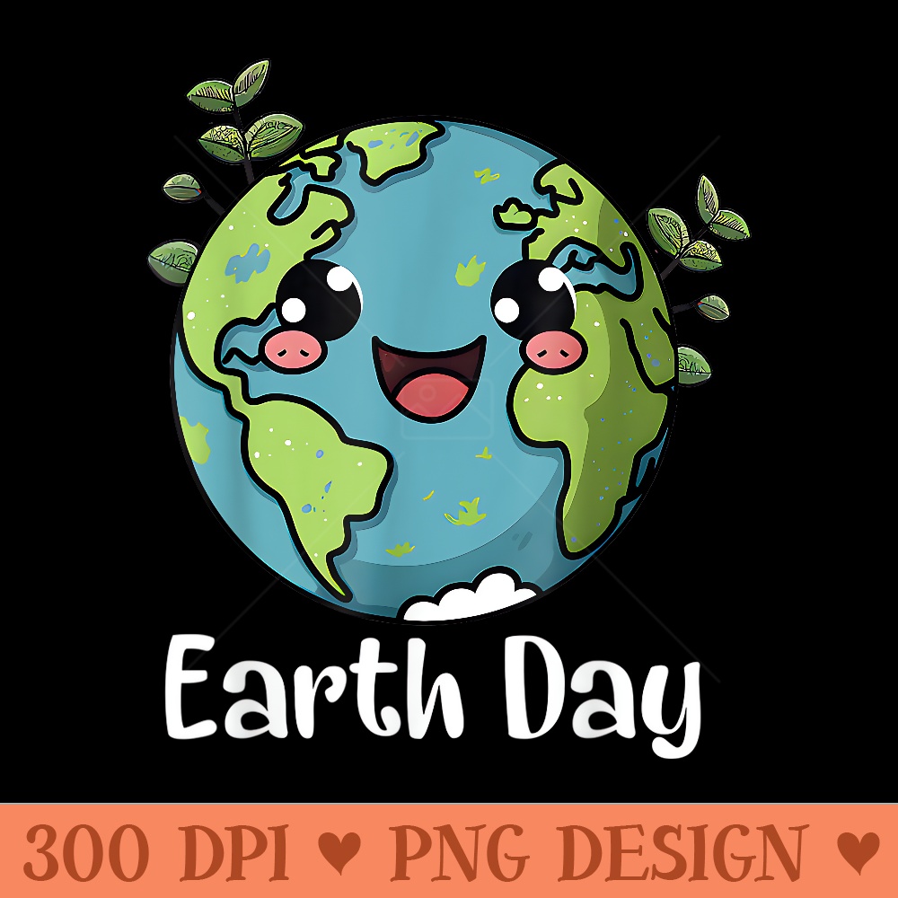 Happy Earth Day 2024 Cute Earth Floral Save Planet - Download PNG images - Bold & Eye-catching