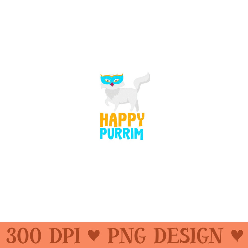 Happy Purim Idea Funny Cat Hebrew Jewish Holiday - Sublimation patterns PNG - Premium Quality PNG Artwork