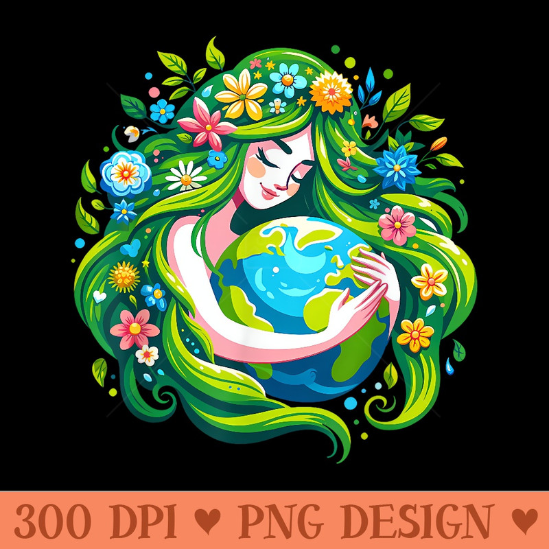 Green Goddess Earth Day Save Our Planet Women Girl - Sublimation backgrounds PNG - Perfect for Personalization