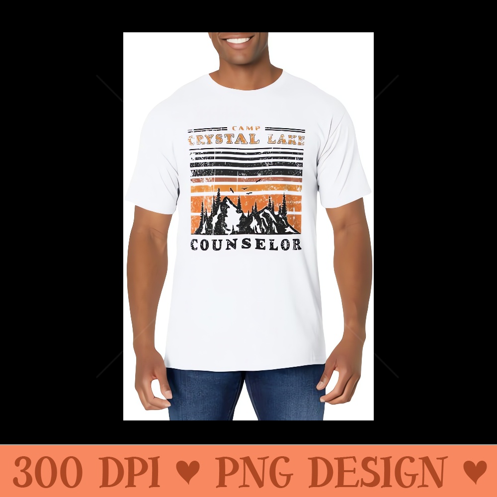 Camp Crystal Lake Counselor Vintage 1970's 80s Retro Camping - Trendy PNG Designs - Trendsetting And Modern Collections