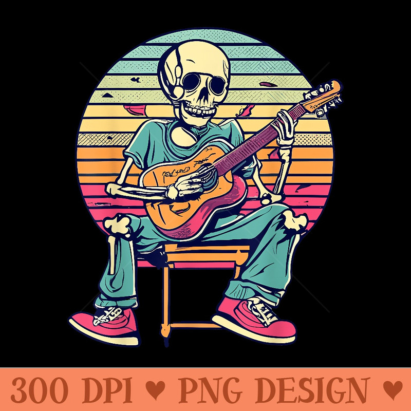 Halloween Skeleton Playing Guitar Rock And Roll Band - PNG Download - Bold & Eye-catching