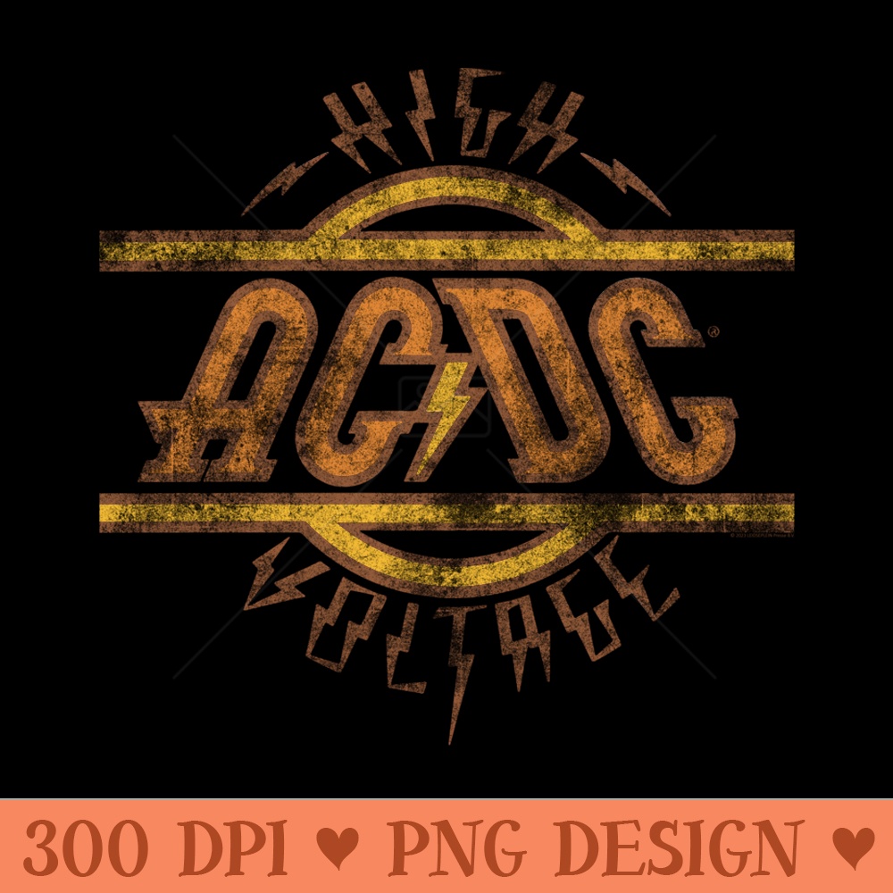 ACDC High Voltage Logo Distressed Rock Music Band - Sublimation clipart PNG - Transform Your Sublimation Creations
