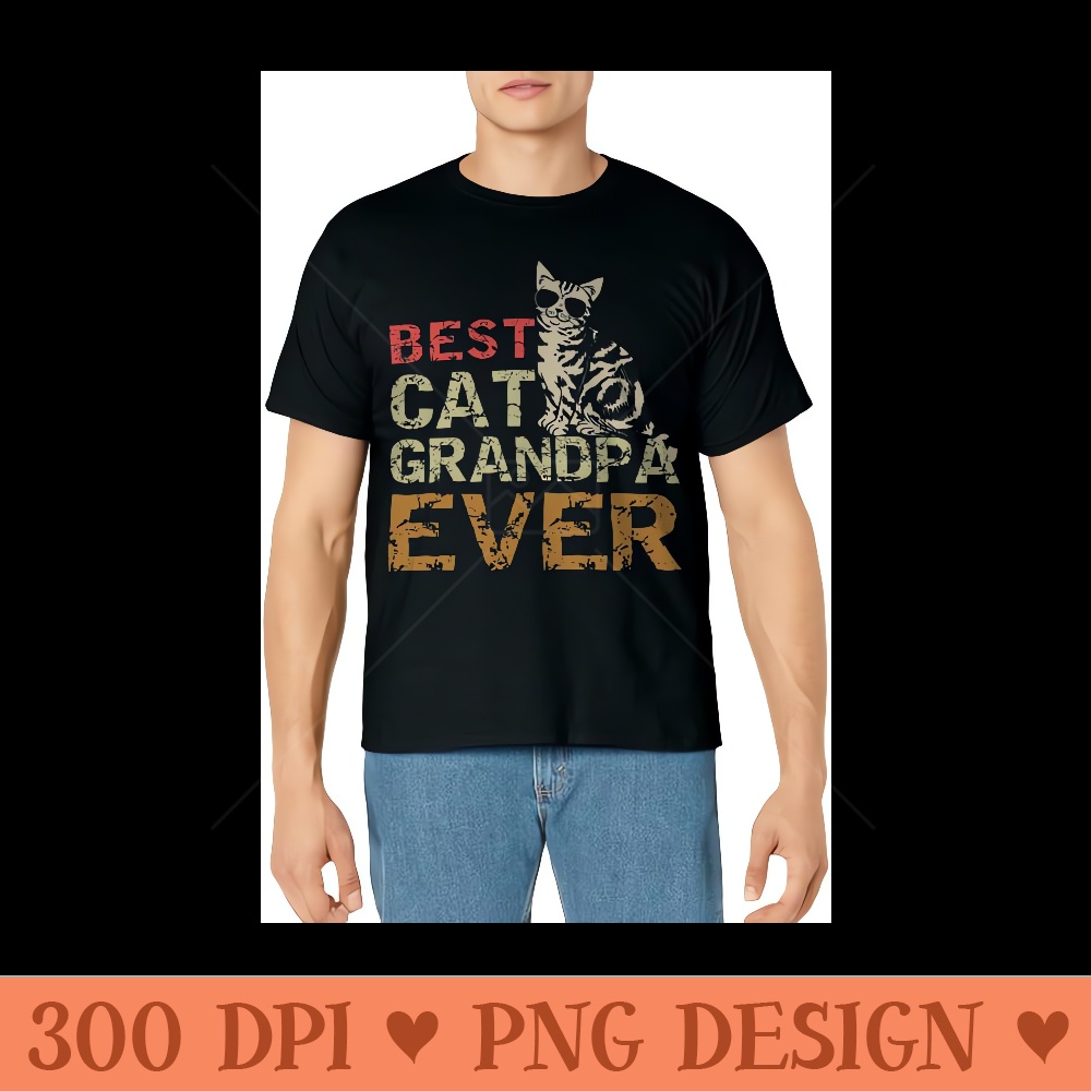 Best Cat Grandpa Ever Funny Cat Kitty Lover Retro Style - Digital PNG Artwork - Bold & Eye-catching