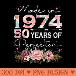 50 years old 1974 women mom grandma 50th birthday flower - transparent png download