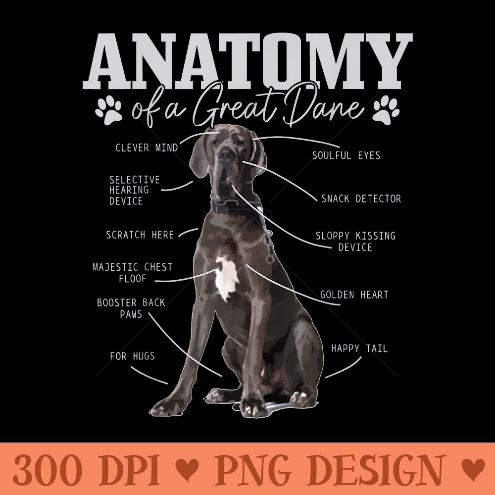 Anatomy Of A Great Dane Funny Cute Dog Mom Dad - Sublimation printables PNG download - Perfect for Creative Projects