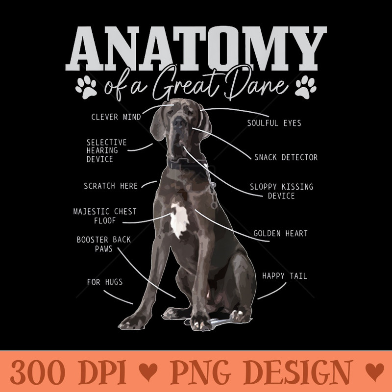 Anatomy Of A Great Dane Funny Cute Dog Mom Dad - Sublimation printables PNG download - Perfect for Creative Projects