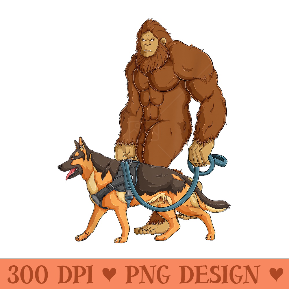 Bigfoot German Shepherd Funny Sasquatch Dogs Lovers Men - High Quality PNG files - Spice Up Your Sublimation Projects
