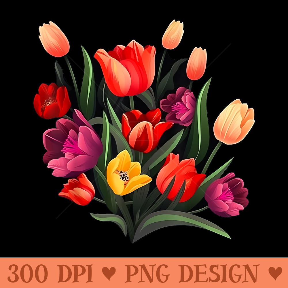 Bouquet of Tulips on Tulip flowers - PNG Art Files - Unlock Vibrant Sublimation Designs