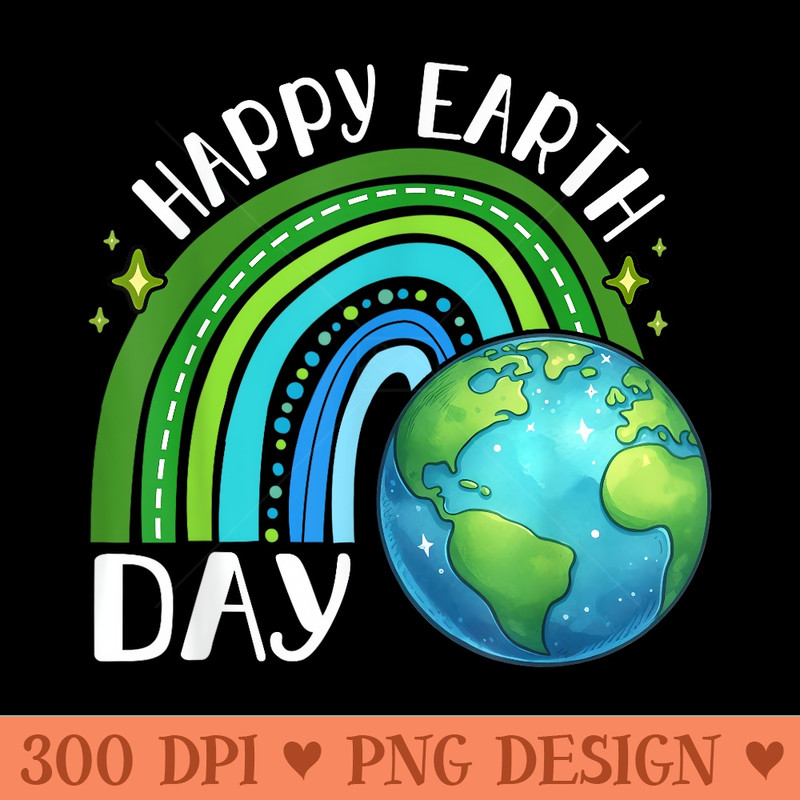 Happy Earth Day 2024 Cute Rainbow Earth Lover - High Quality PNG Files - Vibrant and Eye-Catching Typography