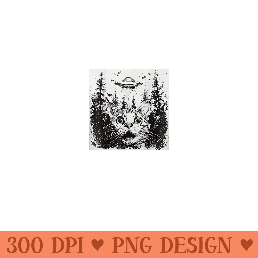 Alien UFO Funny Cat Face - Sublimation artwork PNG download - Instant Access To Downloadable Files