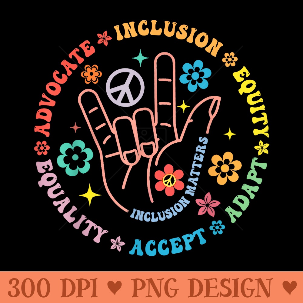 Autism Awareness Inclusion Matters Teacher Inspirational T-Shirt - Sublimation backgrounds PNG - Vibrant and Eye-Catching Typography