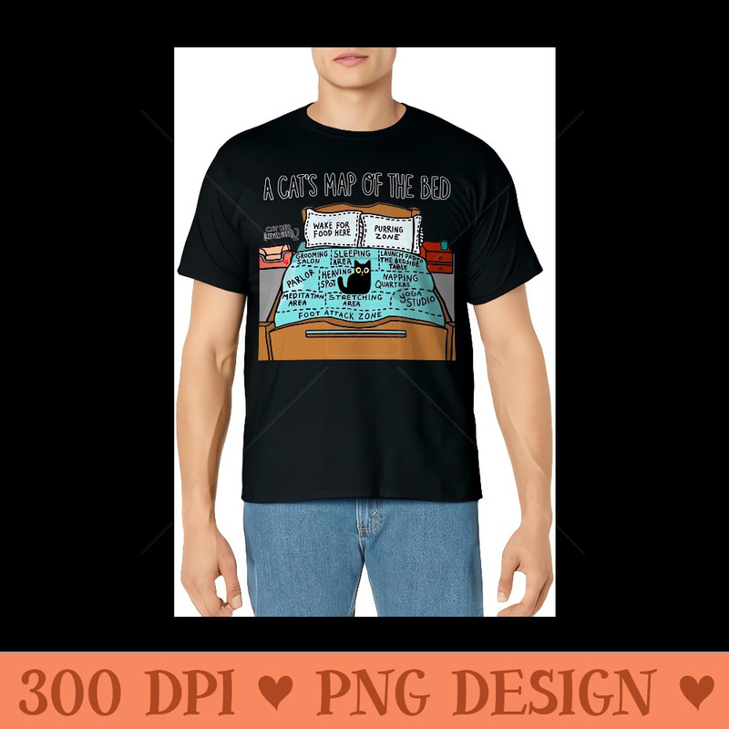 A Cat's Map of the Bed Funny Cat Lover - Printable PNG Graphics - Vibrant and Eye-Catching Typography