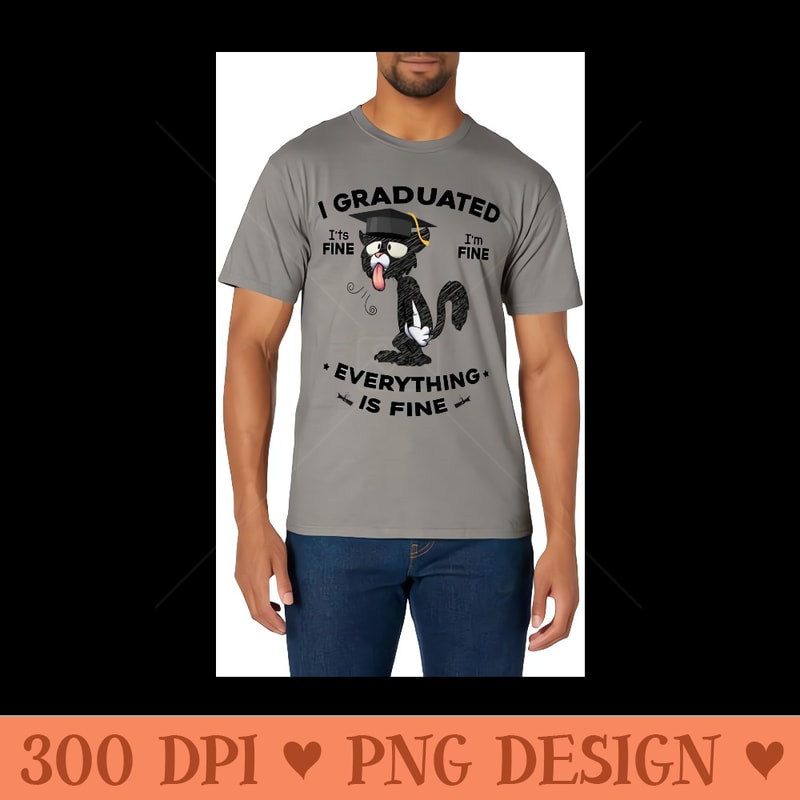 I Graduated Graduate Class 2024 Funny Black Cat Graduation - Sublimation graphics PNG - Enhance Your Apparel with Stunning Detail