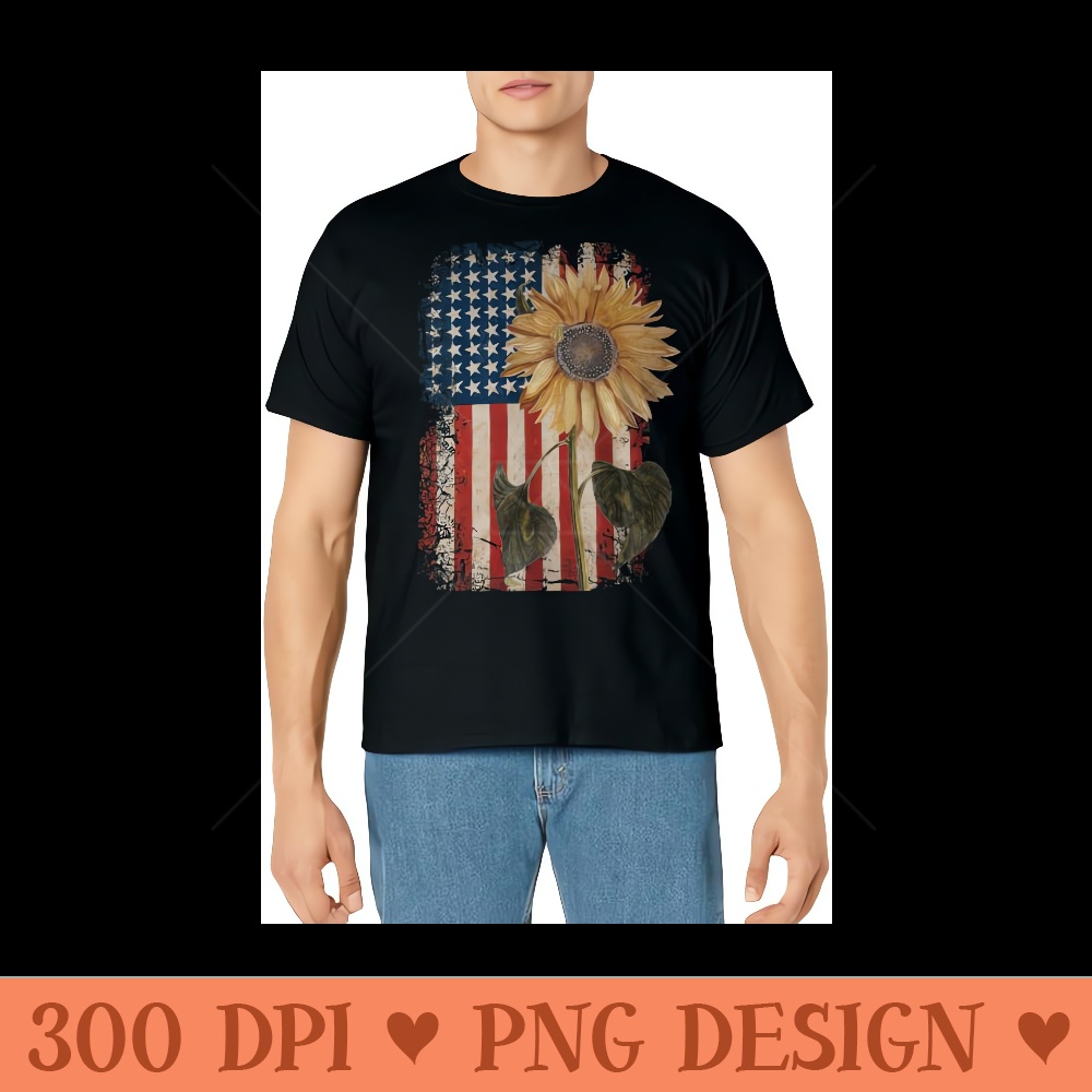 America Sunflower Flag 4th July American Patriotic Flower - Transparent PNG download - Perfect for Sublimation Mastery