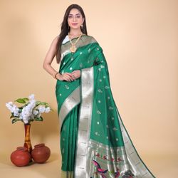Exclusive Indian paithani silk saree with zari weaving work