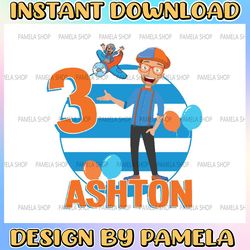 custom name and age, birthday blippi boy svg, boy birthday matching svg, birthday svg, family matching boy svg, digital