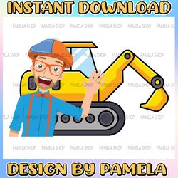 bllippii child kids svg sublimation svg, birthday blippi excavator boy svg, boy birthday matching svg, digital download