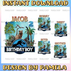 personalized name and age dinosaur birthday boy png, matching birthday png, family birthday t-rex,custom dinosaur png