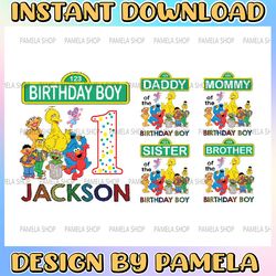 personalized name sesame street birthday png, elmo family design png, personalized birthday sesame street png, digital d