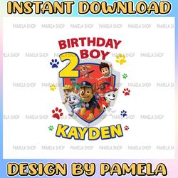personalized name and ages, paw patrol chase birthday png, pawpatrol birthday png family birthday raglan kids family on